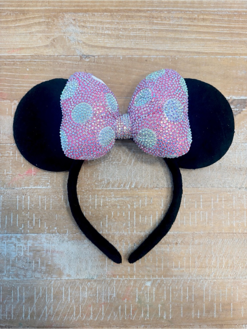 Pink handmade rhinestone ears